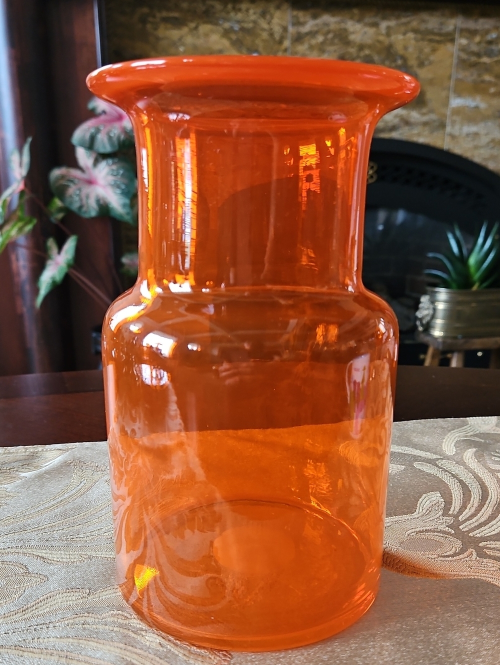 VTG Mid-Century Orange Art Glass Vase w/Flared Rim, A Bold Pop of Retro Radiance